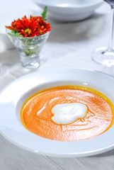 white plate of Lobster soup