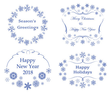 decorative frames with snowflakes - vector decorations for christmas
