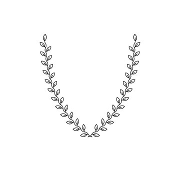 Laurel Wreath floral emblem created in V shape. Heraldic Coat of Arms decorative logo isolated vector illustration.