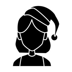 woman face with christmas hat icon vector illustration graphic design