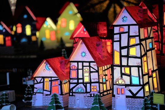 An Image of some paper houses - cardboard