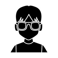 Geek man with round frame glasses icon vector illustration graphic design