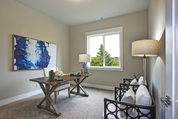 Home office interior in a new construction home.