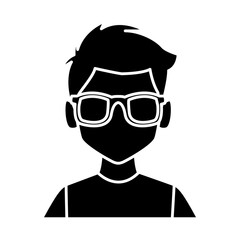 Geek man with round frame glasses icon vector illustration graphic design