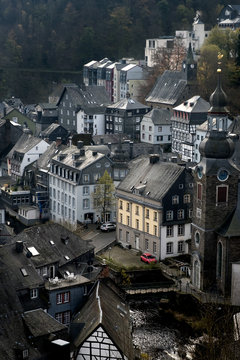 Vakwerkhuizen in Monschau in de Eifel, Duitsland