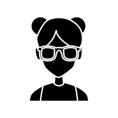 Geek girl with round frame glasses icon vector illustration graphic design