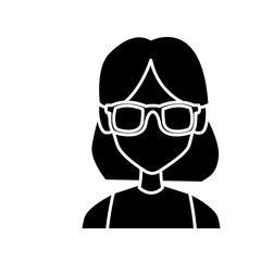 Geek girl with round frame glasses icon vector illustration graphic design