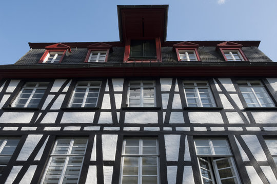 Vakwerkhuizen in Monschau in de Eifel, Duitsland