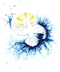 Taufsymbol Taube und Wasser