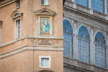 Detail of the Palace of the Vatican, "The Dome". View of Piazza San Pietro in Rome.