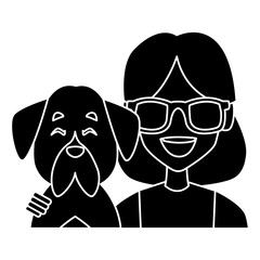Woman with dog cartoon icon vector illustration graphic design