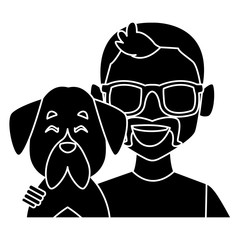 Man with dog cartoon icon vector illustration graphic design