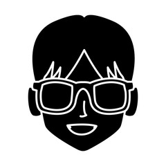 Geek man with round frame glasses icon vector illustration graphic design
