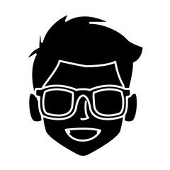 Geek man with round frame glasses icon vector illustration graphic design