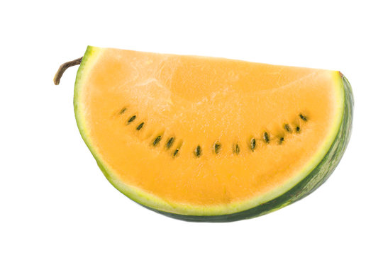 slice of yellow watermelon isolated