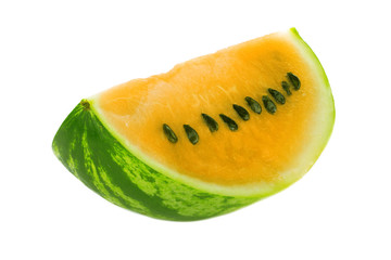 slice of yellow watermelon isolated