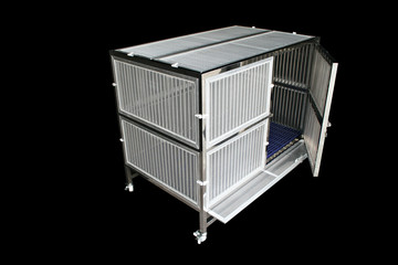 Cage stainless for pet or all animal and protect mosquito on isolated black.  Concept pet supplies