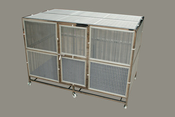 Cage stainless for pet or all animal and protect mosquito on gray background.  Concept pet supplies