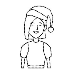 Young woman with christmas hat icon vector illustration graphic design