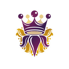 Royal Crown vector illustration. Heraldic design element. Retro style logo. Ornate logotype isolated on white background.