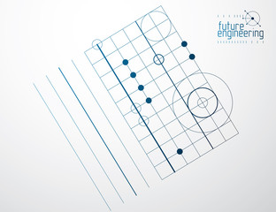 Futuristic abstract vector technology background. Mechanical engineering wallpaper.