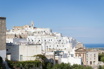 Fototapeta premium Panoramic view of Ostuni in Apulia, Italy, also known as 