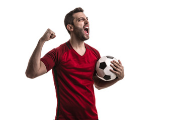 fan celebrating on white background
