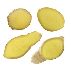 set of slices of ginger isolated