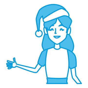 Young woman with christmas hat icon vector illustration graphic design