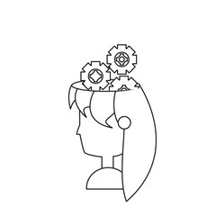 cartoon woman with gear wheels