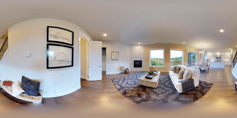 3d illustration spherical 360 degrees, seamless panorama of a house