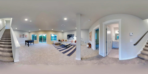 3d illustration spherical 360 degrees, seamless panorama of a house