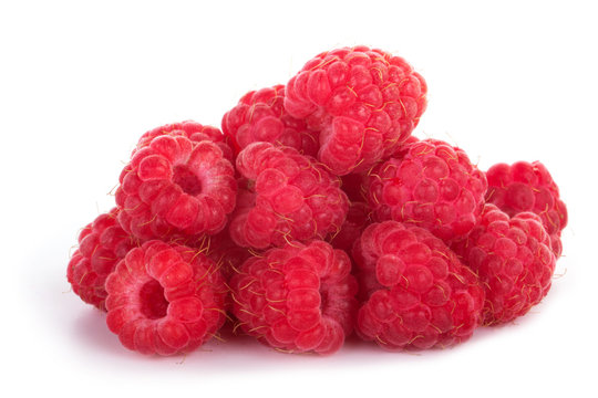 heap of red raspberry isolated