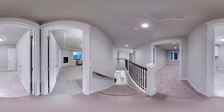 3d illustration spherical 360 degrees, seamless panorama of a house