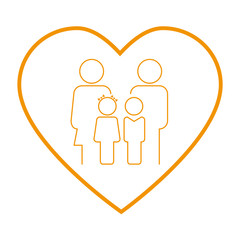 Family - Heart Flat Line Icon - Editable Vector