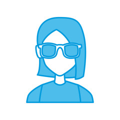 Woman with sunglasses profile icon vector illustration graphic design