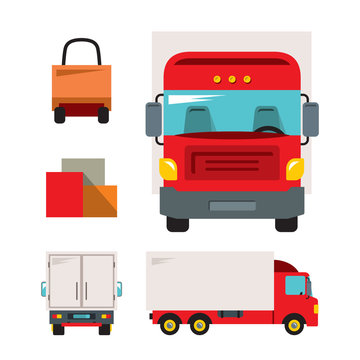 Trucking. Vector Flat style colorful Cartoon illustration.