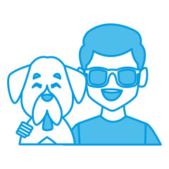 Man with dog cartoon icon vector illustration graphic design