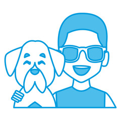 Fototapeta premium Man with dog cartoon icon vector illustration graphic design