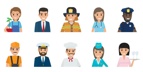 Happy Representatives of Different Professions Set