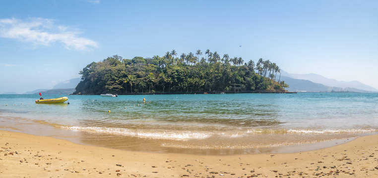 Panoramic view of Ilha das Cabras Island and Beach - Ilhabela, Sao Paulo, Brazil
