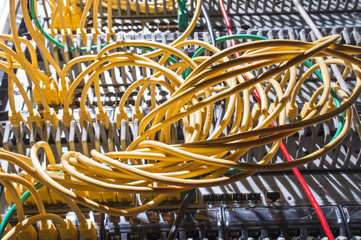 Internet wires in the server cabinet