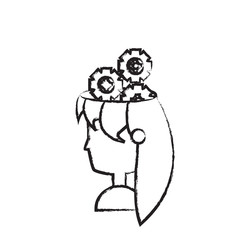 cartoon woman with gear wheels