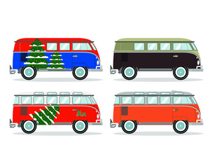 vintage bus. hipster bus. vector bus. hippie bus. flat bus.