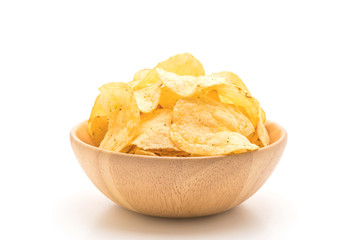 potato chips on white background