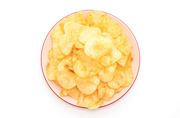 potato chips on white background