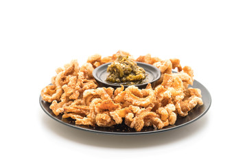 Fried pork rince or Pork snack with Northern Thai Green Chilli Dip
