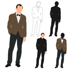 isolated, male businessman without face, flat style
