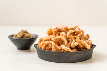 Fried pork rince or Pork snack with Northern Thai Green Chilli Dip