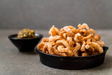 Fried pork rince or Pork snack with Northern Thai Green Chilli Dip
